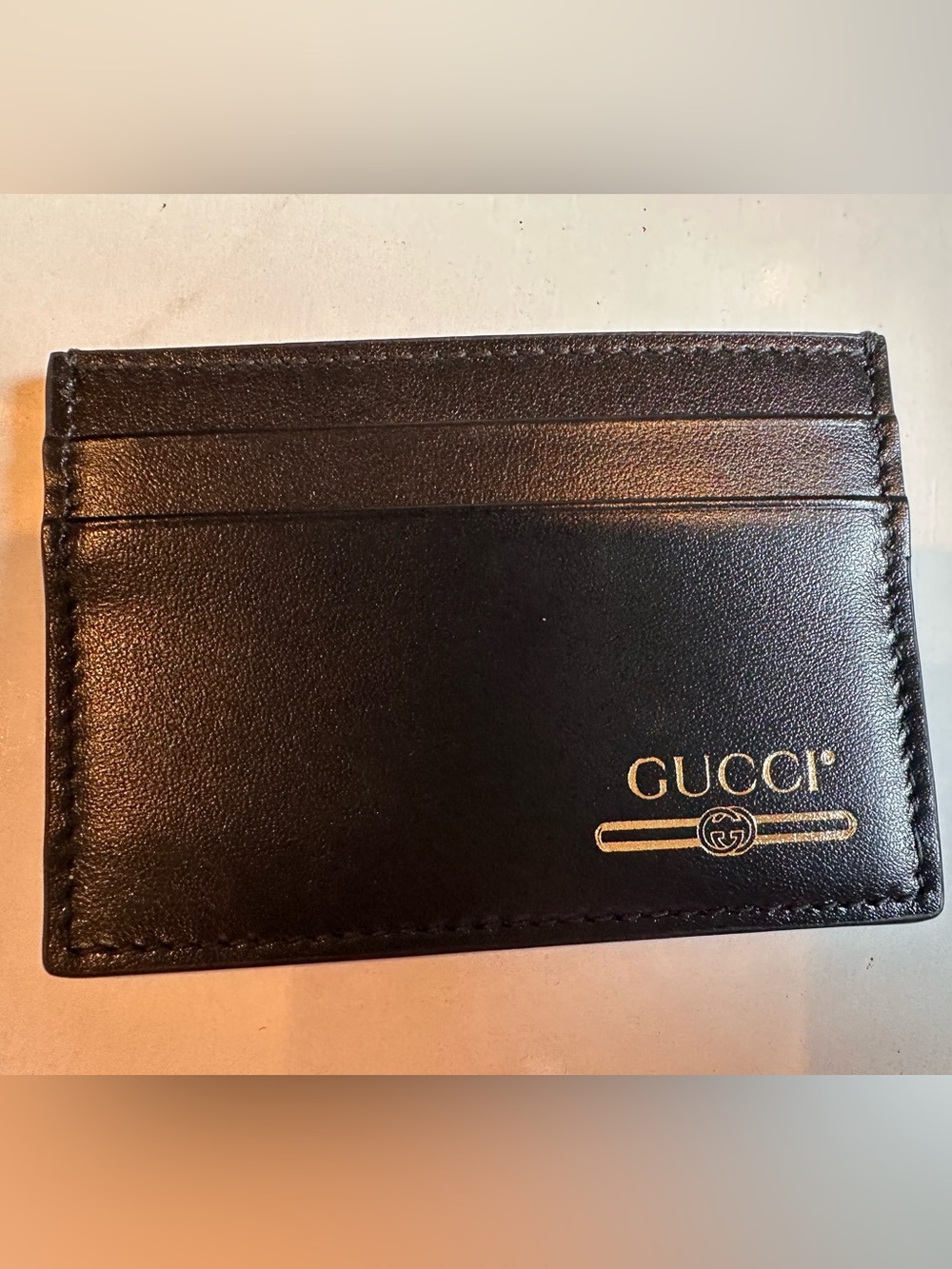 Gucci Leather Card Case Black With Gucci Logo